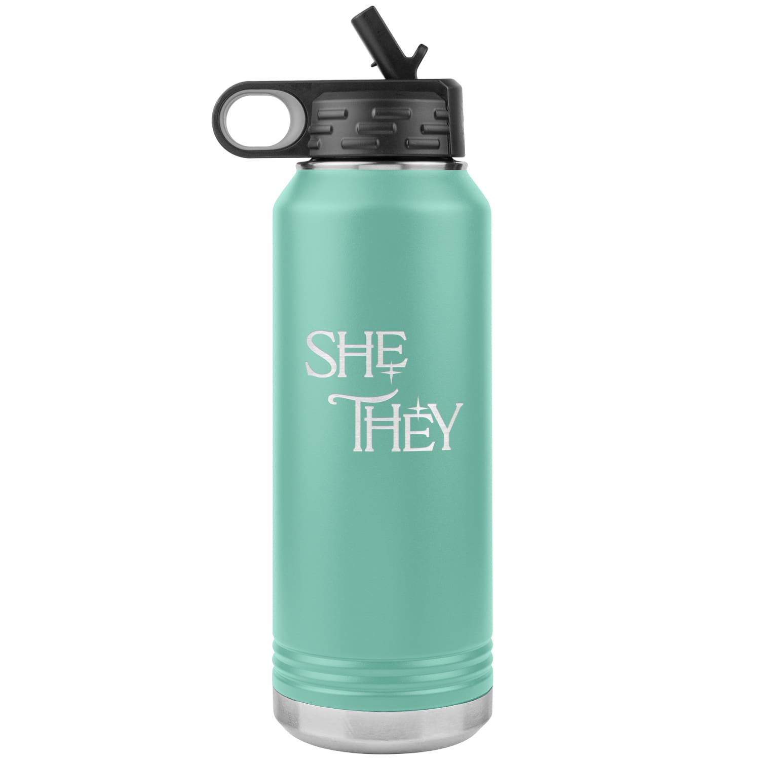 Pronoun Wishing Star She They 32oz Vacuum Tumbler - Teal - Tumblers