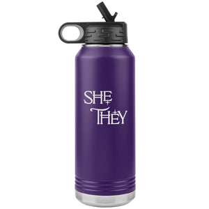 Pronoun Wishing Star She They 32oz Vacuum Tumbler - Purple - Tumblers
