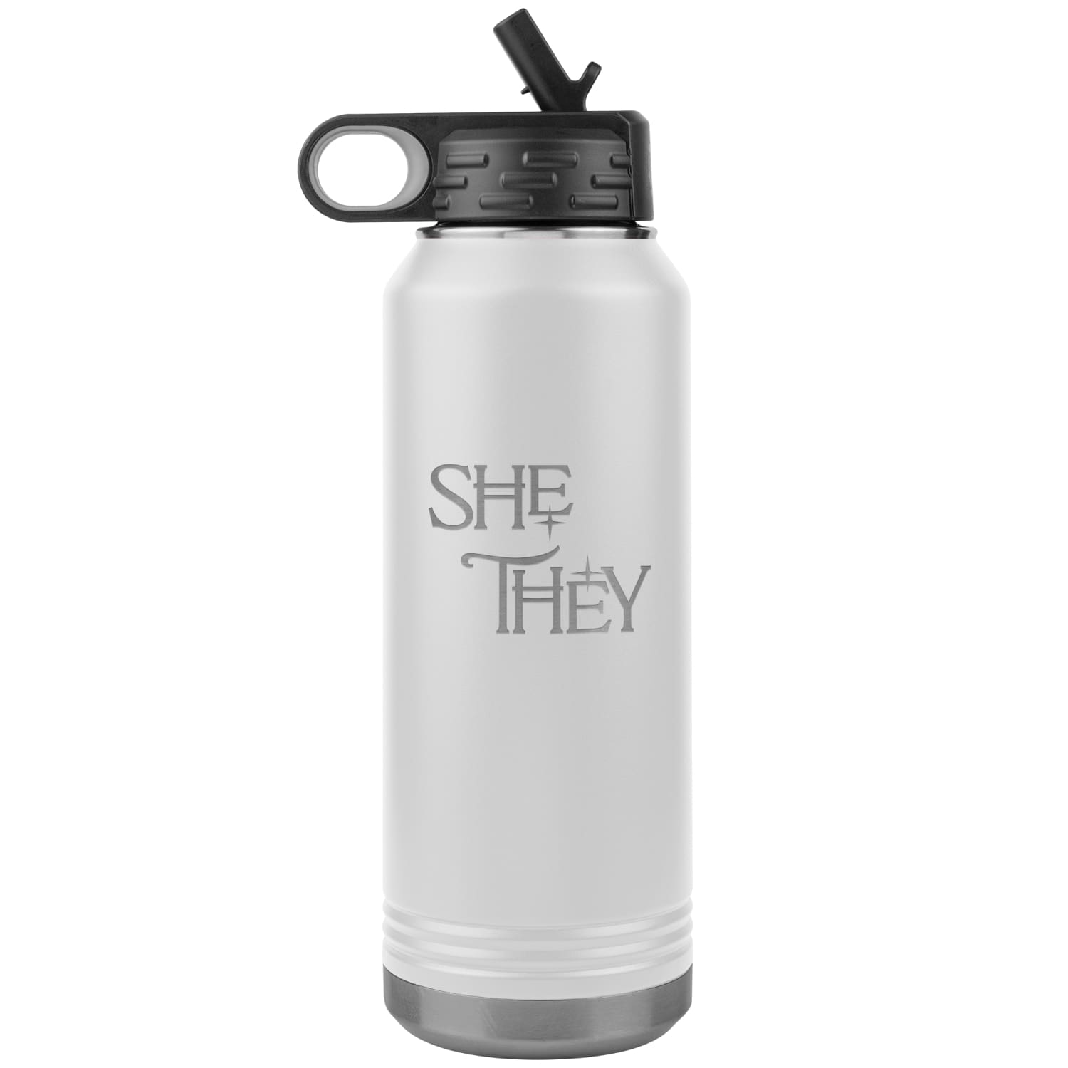 Pronoun Wishing Star She They 32oz Vacuum Tumbler - White - Tumblers