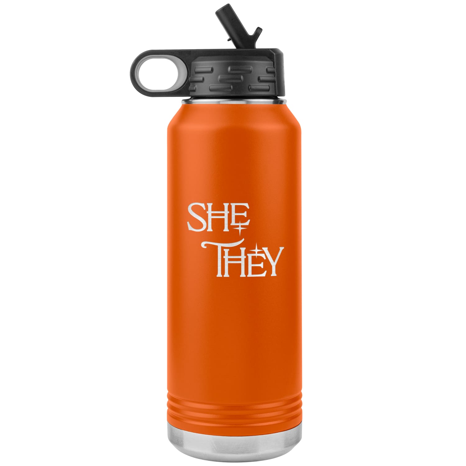Pronoun Wishing Star She They 32oz Vacuum Tumbler - Orange - Tumblers