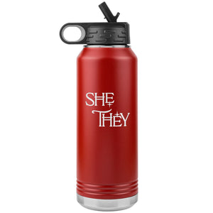 Pronoun Wishing Star She They 32oz Vacuum Tumbler - Red - Tumblers