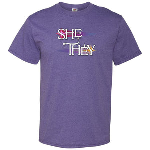 Pronoun Wishing Star She They Unisex Classic Tee - Retro Heather Purple / S - SoMattyGameZ