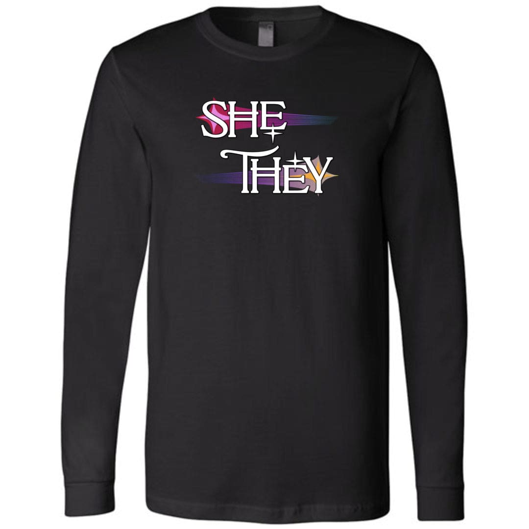 Pronoun Wishing Star She They Unisex Premium Long Sleeve Tee - Black / XS - SoMattyGameZ