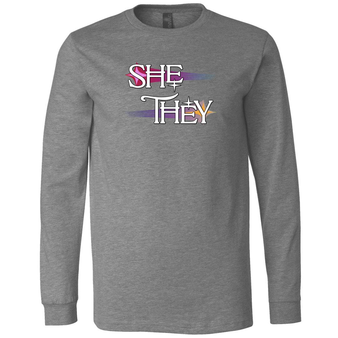 Pronoun Wishing Star She They Unisex Premium Long Sleeve Tee - Deep Heather / XS - SoMattyGameZ