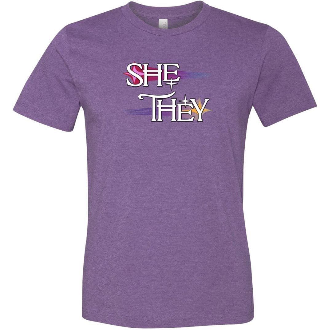 Pronoun Wishing Star She They Unisex Premium Tee - Heather Team Purple / XS