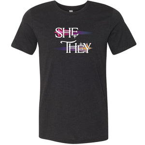 Pronoun Wishing Star She They Unisex Premium Tee - Black Heather / XS
