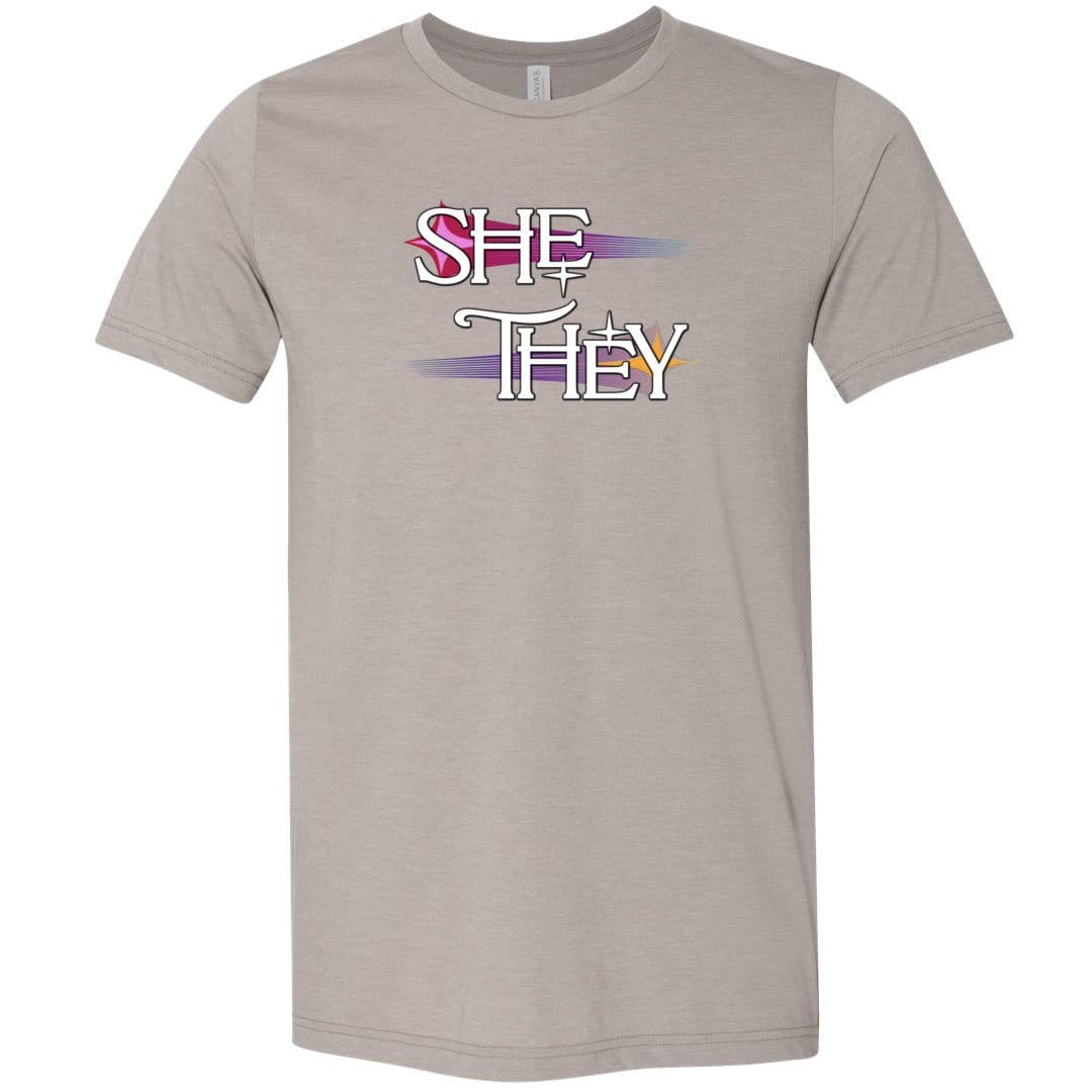 Pronoun Wishing Star She They Unisex Premium Tee - Heather Stone / XS