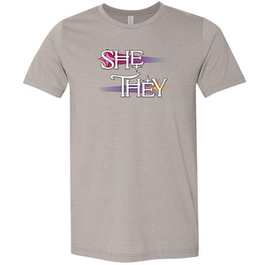 Pronoun Wishing Star She They Unisex Premium Tee - Heather Stone / XS