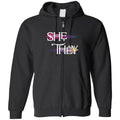 Pronoun Wishing Star She They Unisex Zip Hoodie - Black / S - SoMattyGameZ