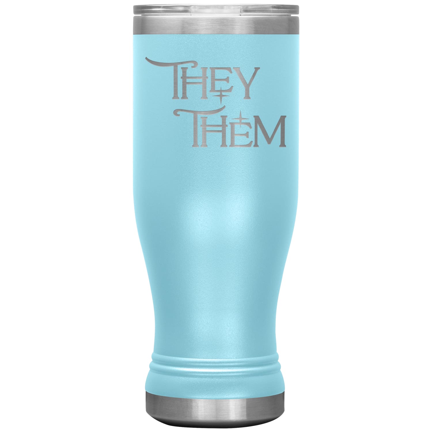 Pronoun Wishing Star They Them 20oz BOHO Vacuum Tumbler - Light Blue - Tumblers
