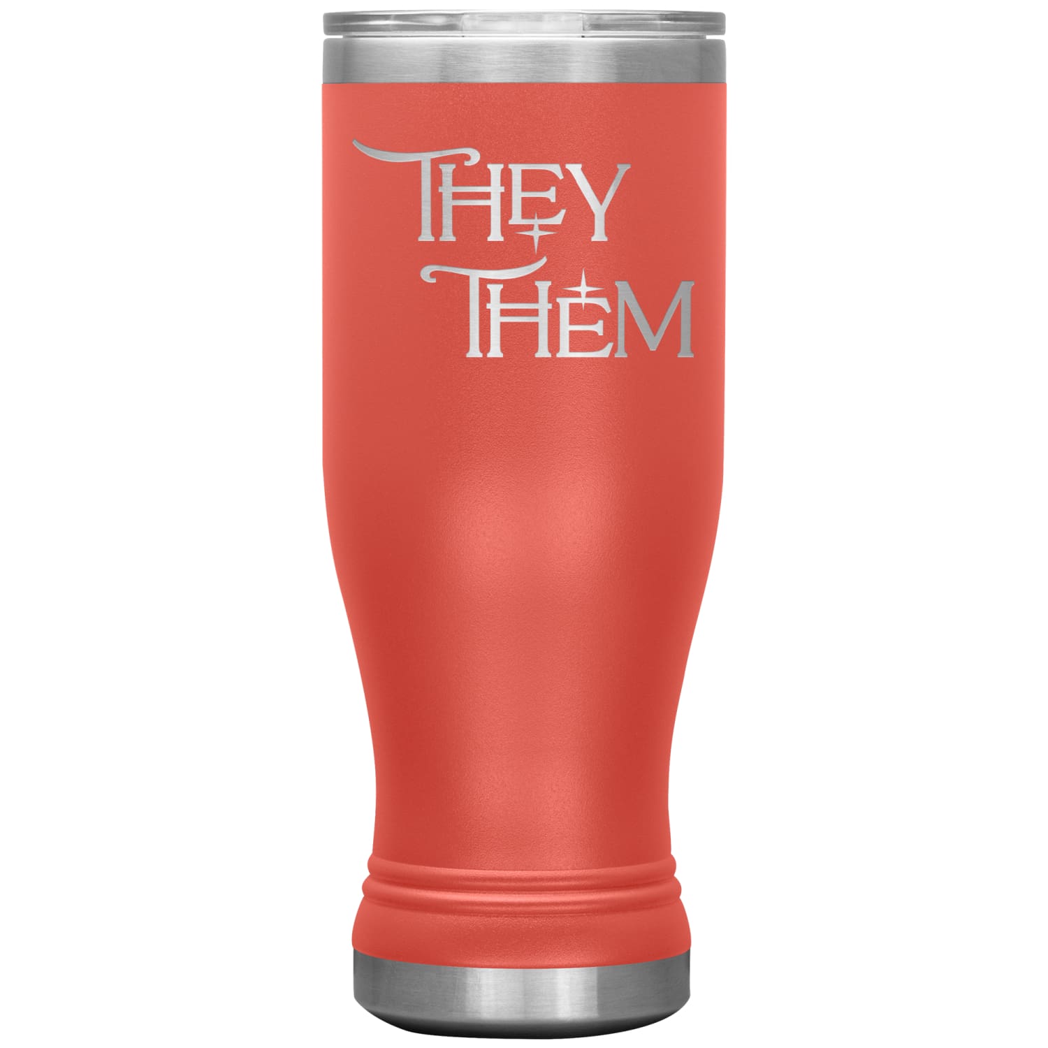 Pronoun Wishing Star They Them 20oz BOHO Vacuum Tumbler - Coral - Tumblers