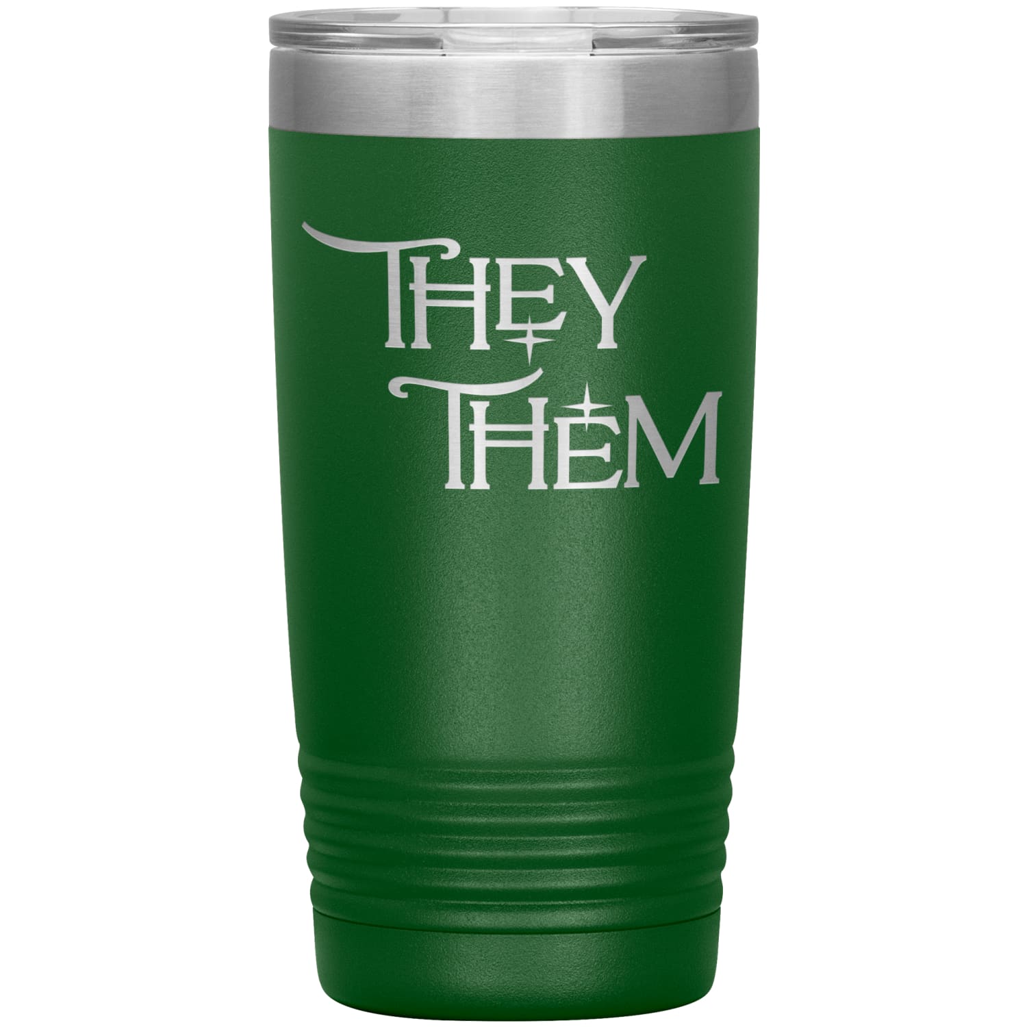 Pronoun Wishing Star They Them 20oz Vacuum Tumbler - Green - Tumblers