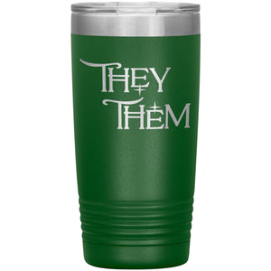 Pronoun Wishing Star They Them 20oz Vacuum Tumbler - Green - Tumblers