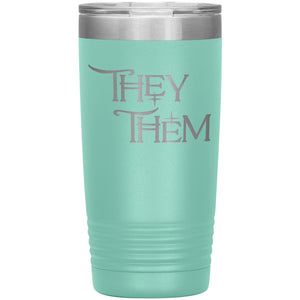 Pronoun Wishing Star They Them 20oz Vacuum Tumbler - Teal - Tumblers