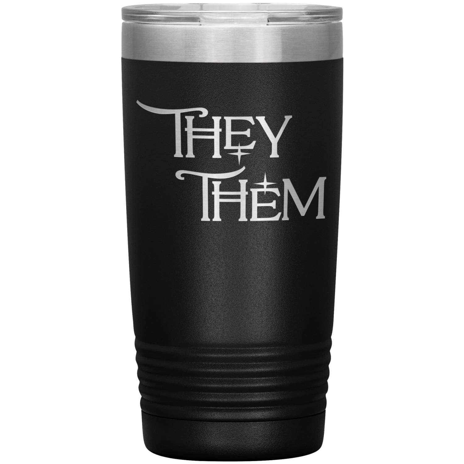 Pronoun Wishing Star They Them 20oz Vacuum Tumbler - Black - Tumblers