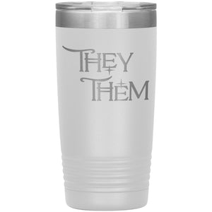 Pronoun Wishing Star They Them 20oz Vacuum Tumbler - White - Tumblers