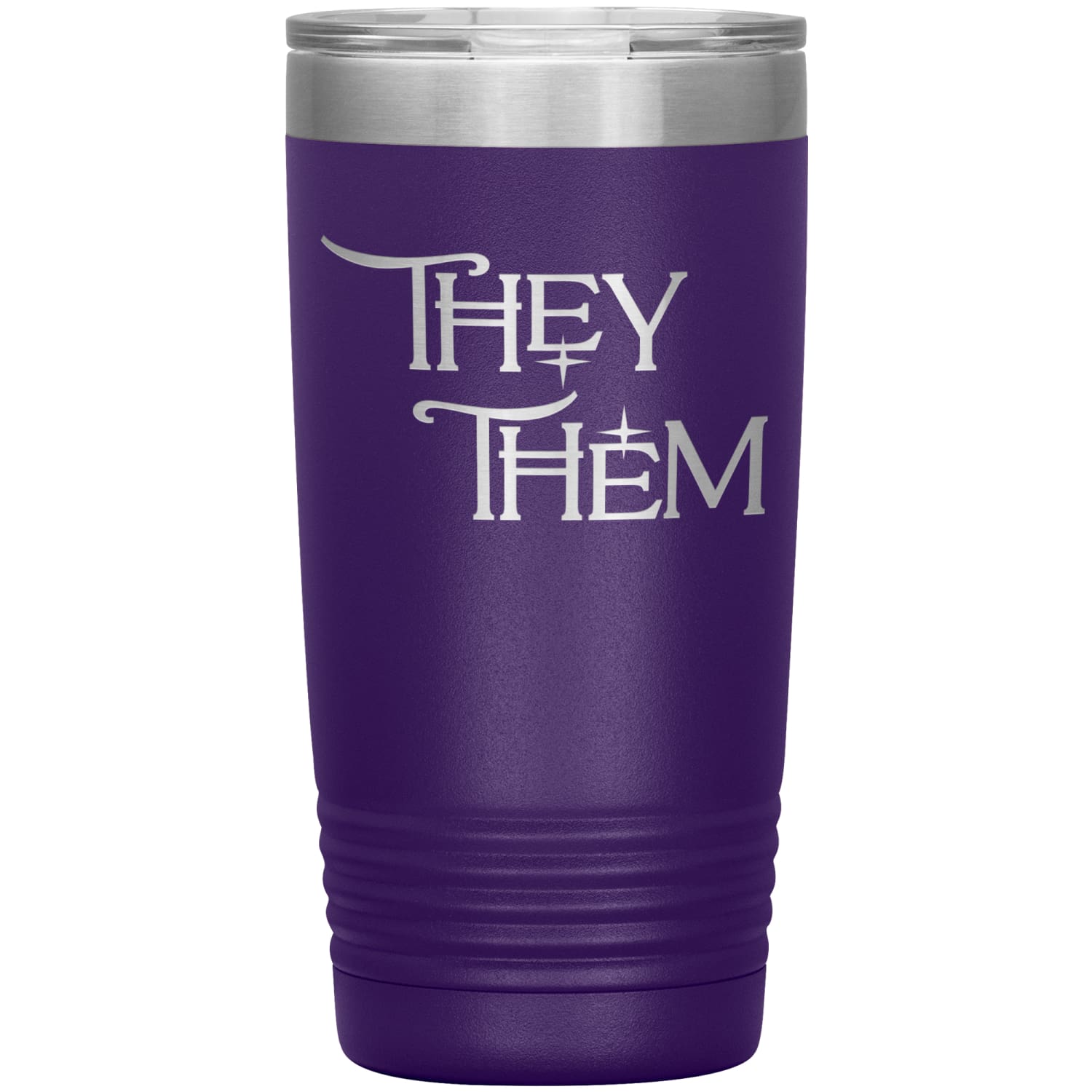 Pronoun Wishing Star They Them 20oz Vacuum Tumbler - Purple - Tumblers