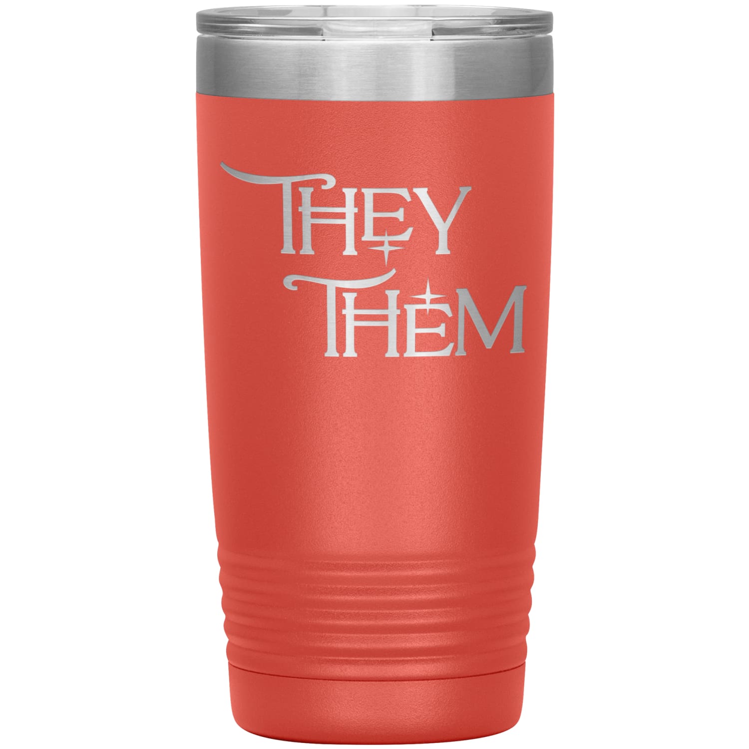 Pronoun Wishing Star They Them 20oz Vacuum Tumbler - Coral - Tumblers