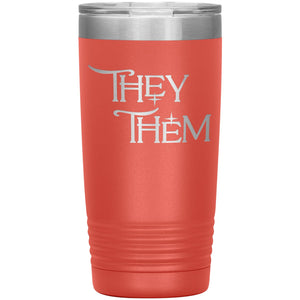Pronoun Wishing Star They Them 20oz Vacuum Tumbler - Coral - Tumblers
