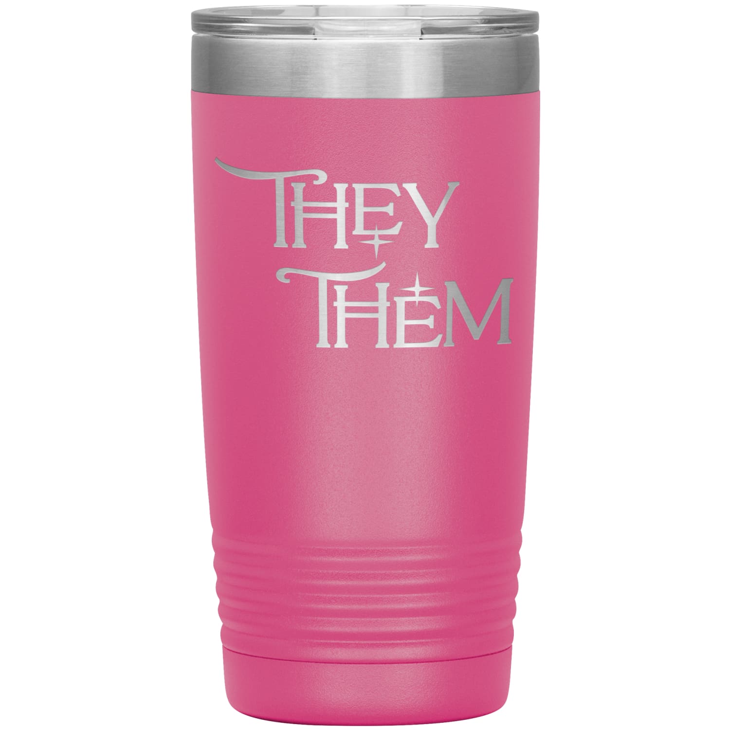 Pronoun Wishing Star They Them 20oz Vacuum Tumbler - Pink - Tumblers