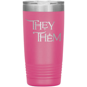 Pronoun Wishing Star They Them 20oz Vacuum Tumbler - Pink - Tumblers