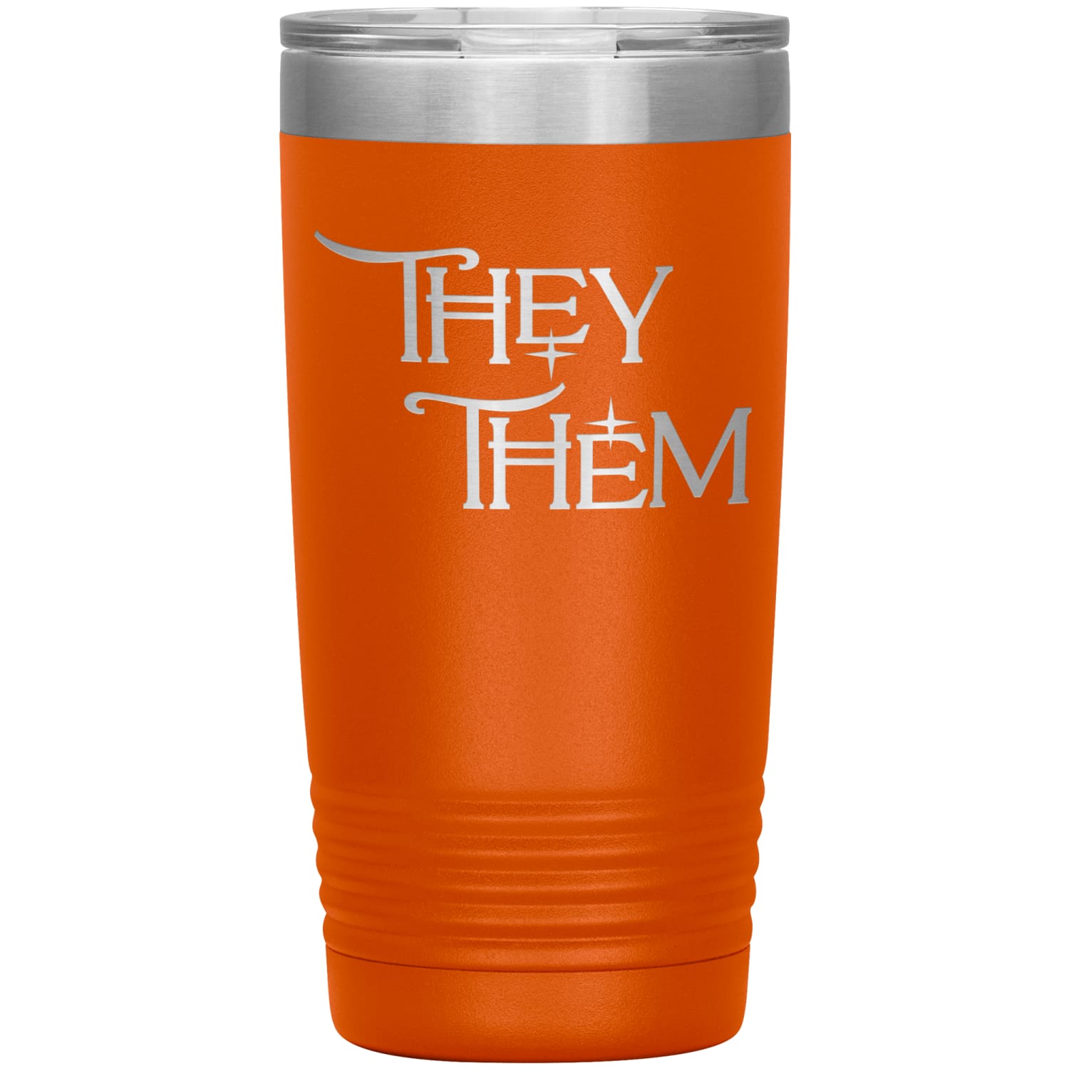 Pronoun Wishing Star They Them 20oz Vacuum Tumbler - Orange - Tumblers