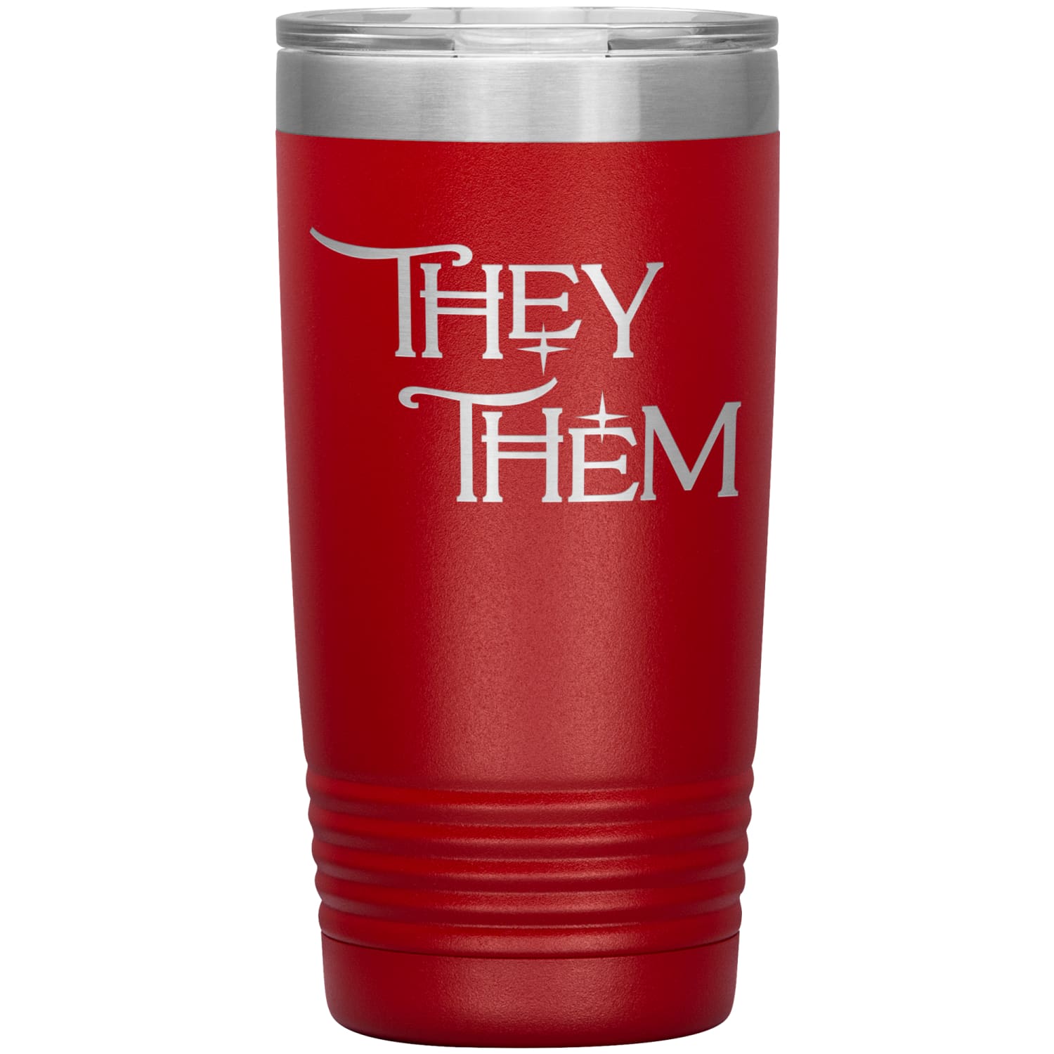 Pronoun Wishing Star They Them 20oz Vacuum Tumbler - Red - Tumblers