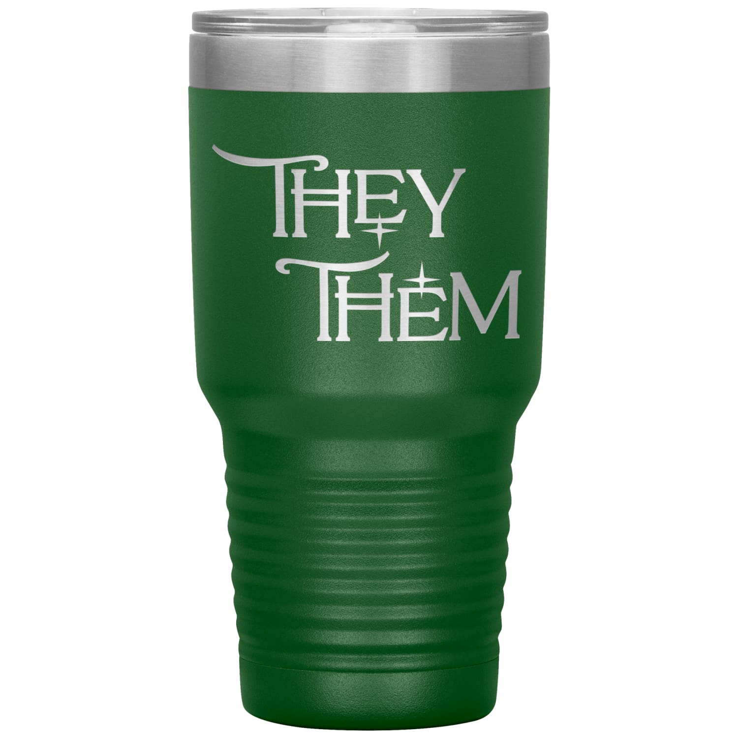 Pronoun Wishing Star They Them 30oz Vacuum Tumbler - Green - Tumblers