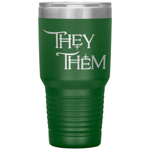 Pronoun Wishing Star They Them 30oz Vacuum Tumbler - Green - Tumblers