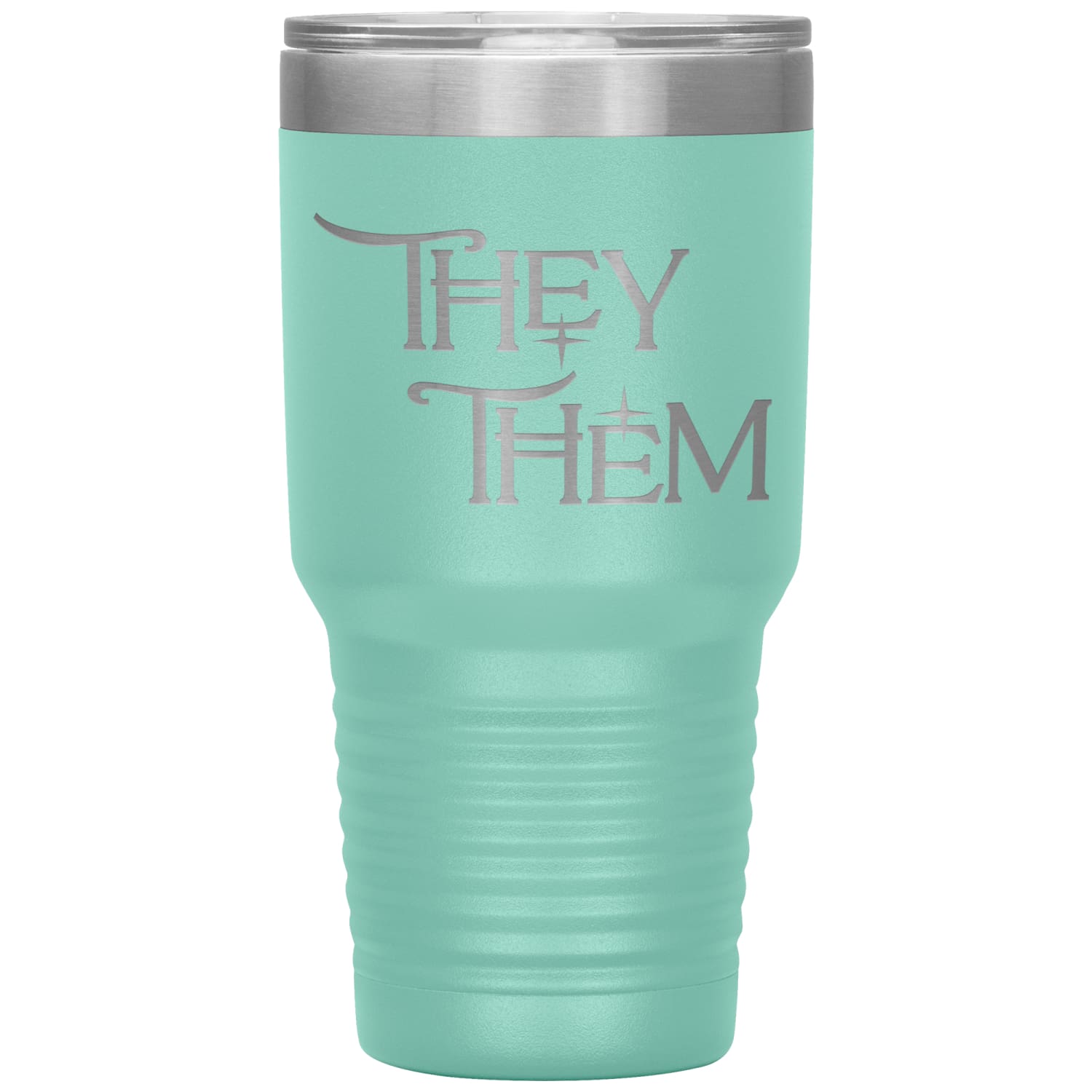 Pronoun Wishing Star They Them 30oz Vacuum Tumbler - Teal - Tumblers