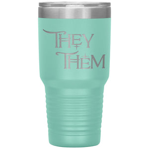 Pronoun Wishing Star They Them 30oz Vacuum Tumbler - Teal - Tumblers