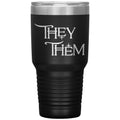 Pronoun Wishing Star They Them 30oz Vacuum Tumbler - Black - Tumblers