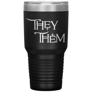 Pronoun Wishing Star They Them 30oz Vacuum Tumbler - Black - Tumblers