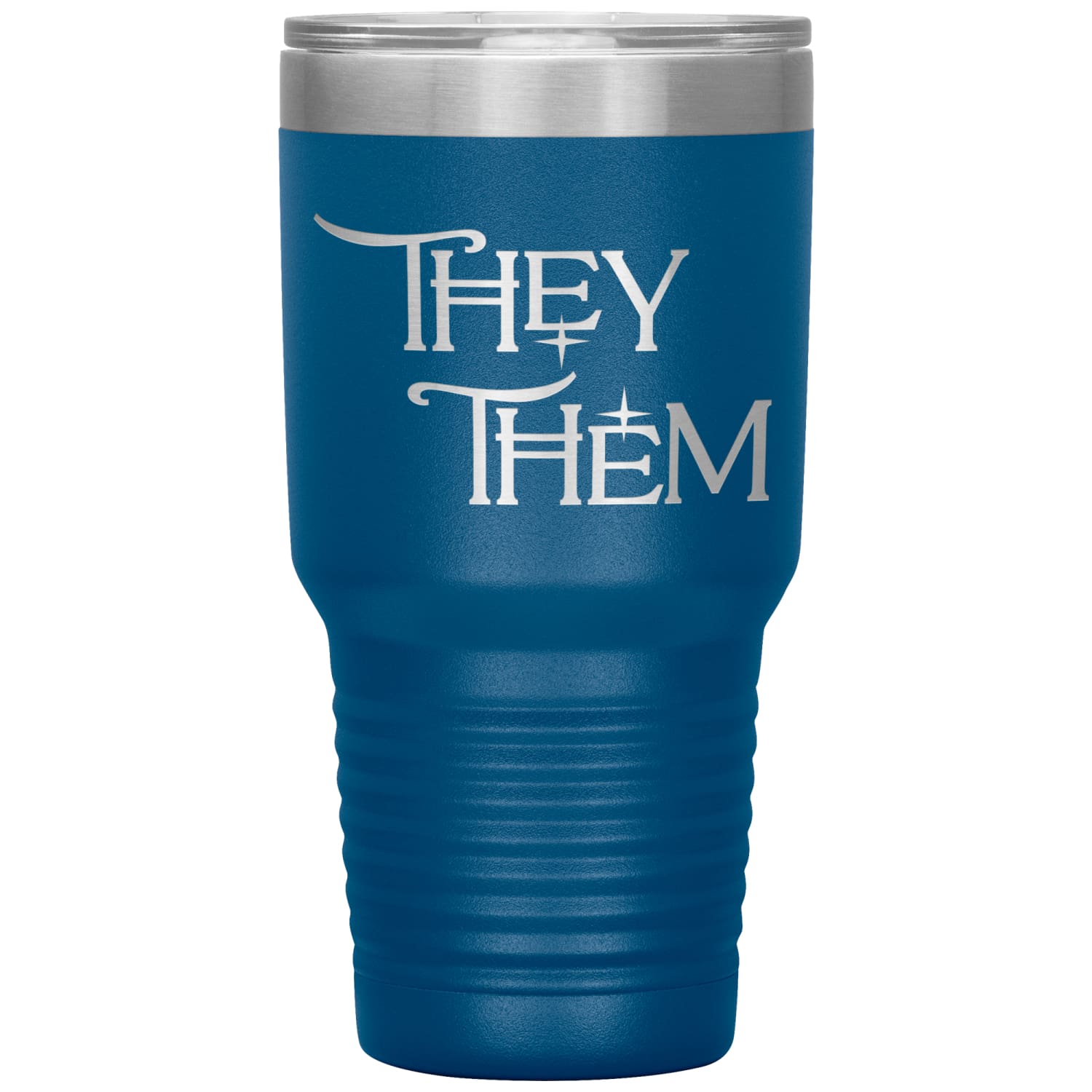 Pronoun Wishing Star They Them 30oz Vacuum Tumbler - Blue - Tumblers