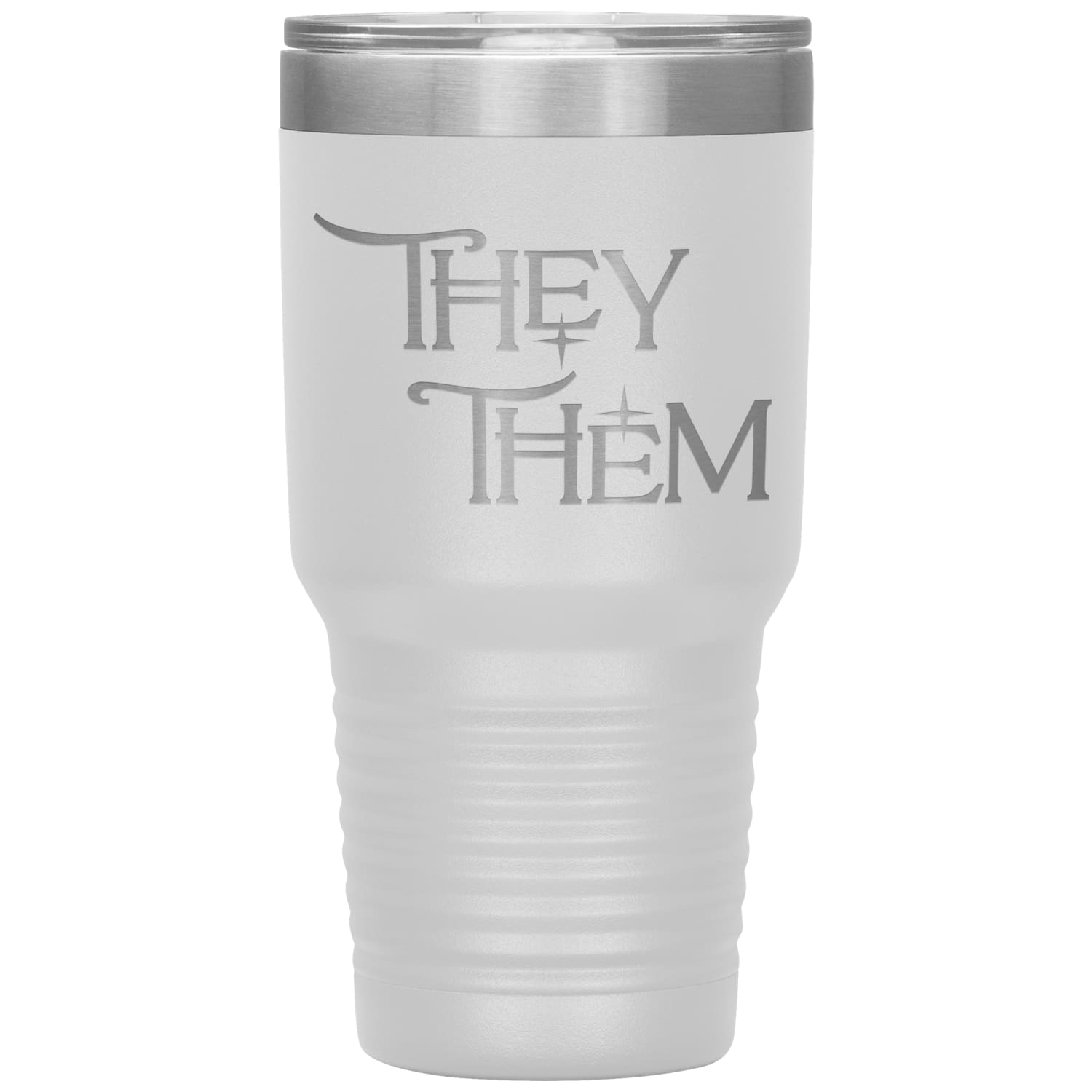 Pronoun Wishing Star They Them 30oz Vacuum Tumbler - White - Tumblers