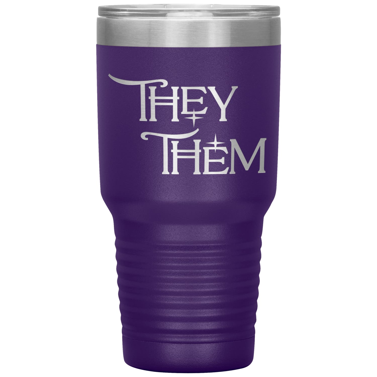 Pronoun Wishing Star They Them 30oz Vacuum Tumbler - Purple - Tumblers