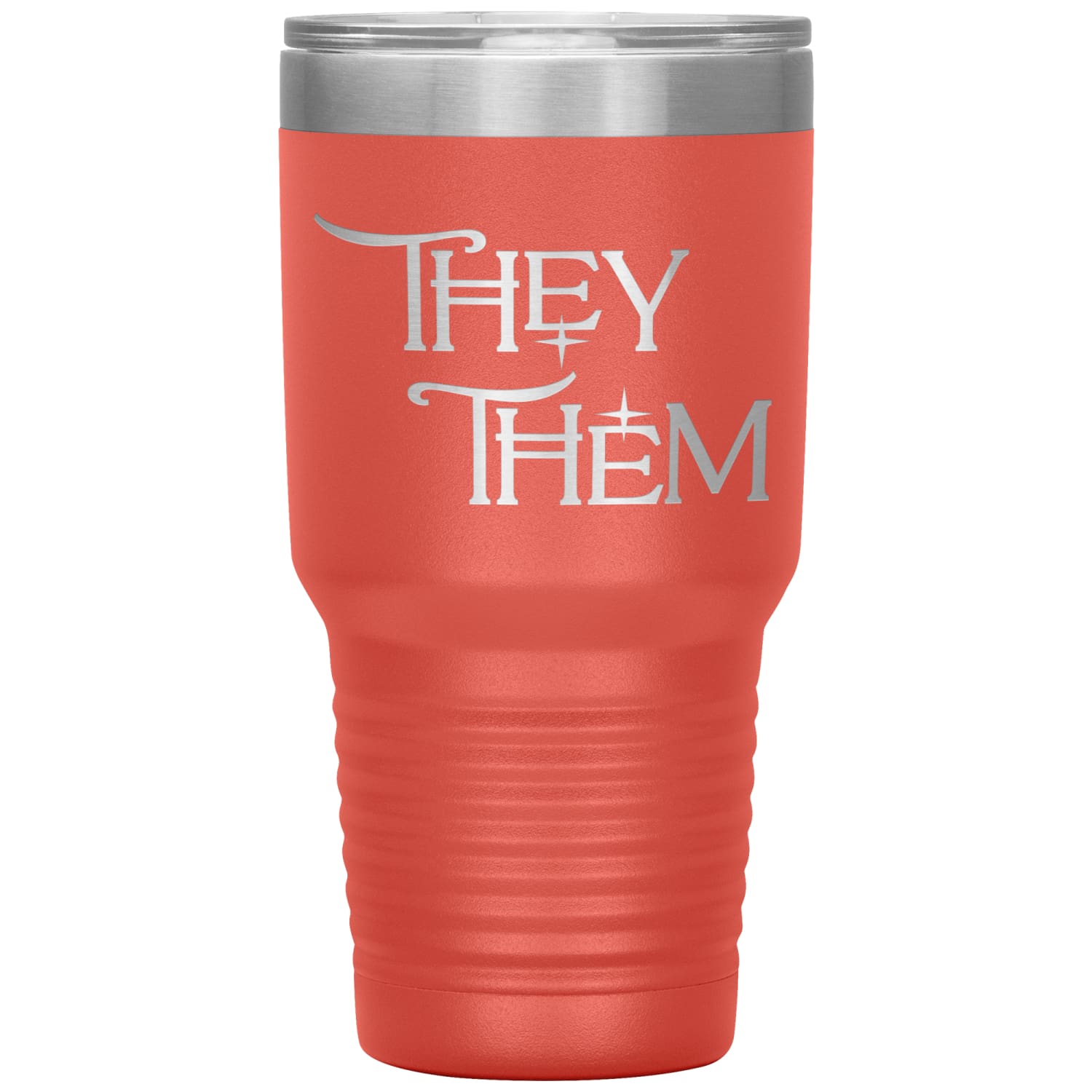 Pronoun Wishing Star They Them 30oz Vacuum Tumbler - Coral - Tumblers