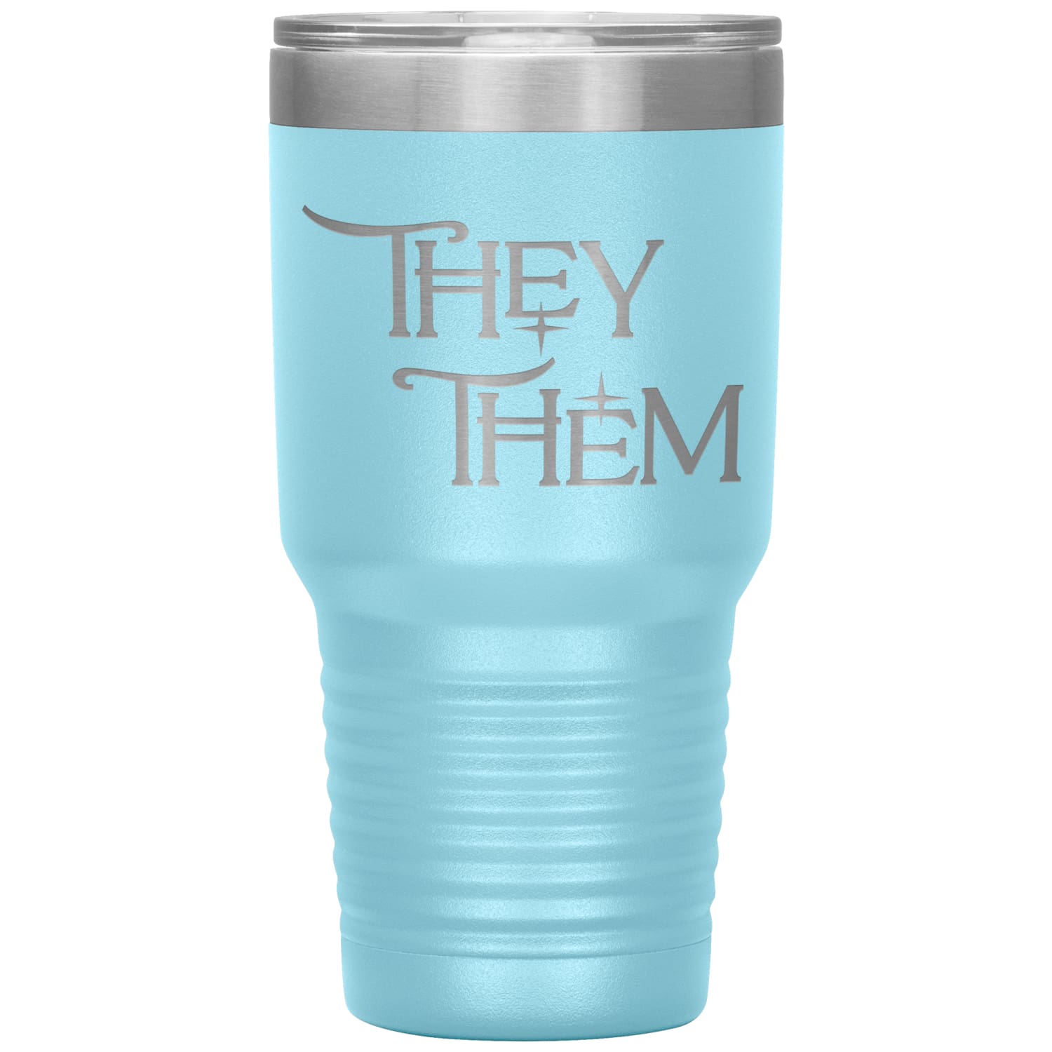 Pronoun Wishing Star They Them 30oz Vacuum Tumbler - Light Blue - Tumblers
