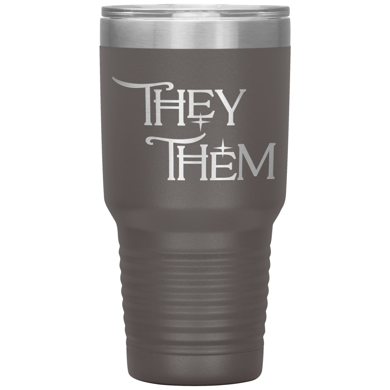 Pronoun Wishing Star They Them 30oz Vacuum Tumbler - Pewter - Tumblers