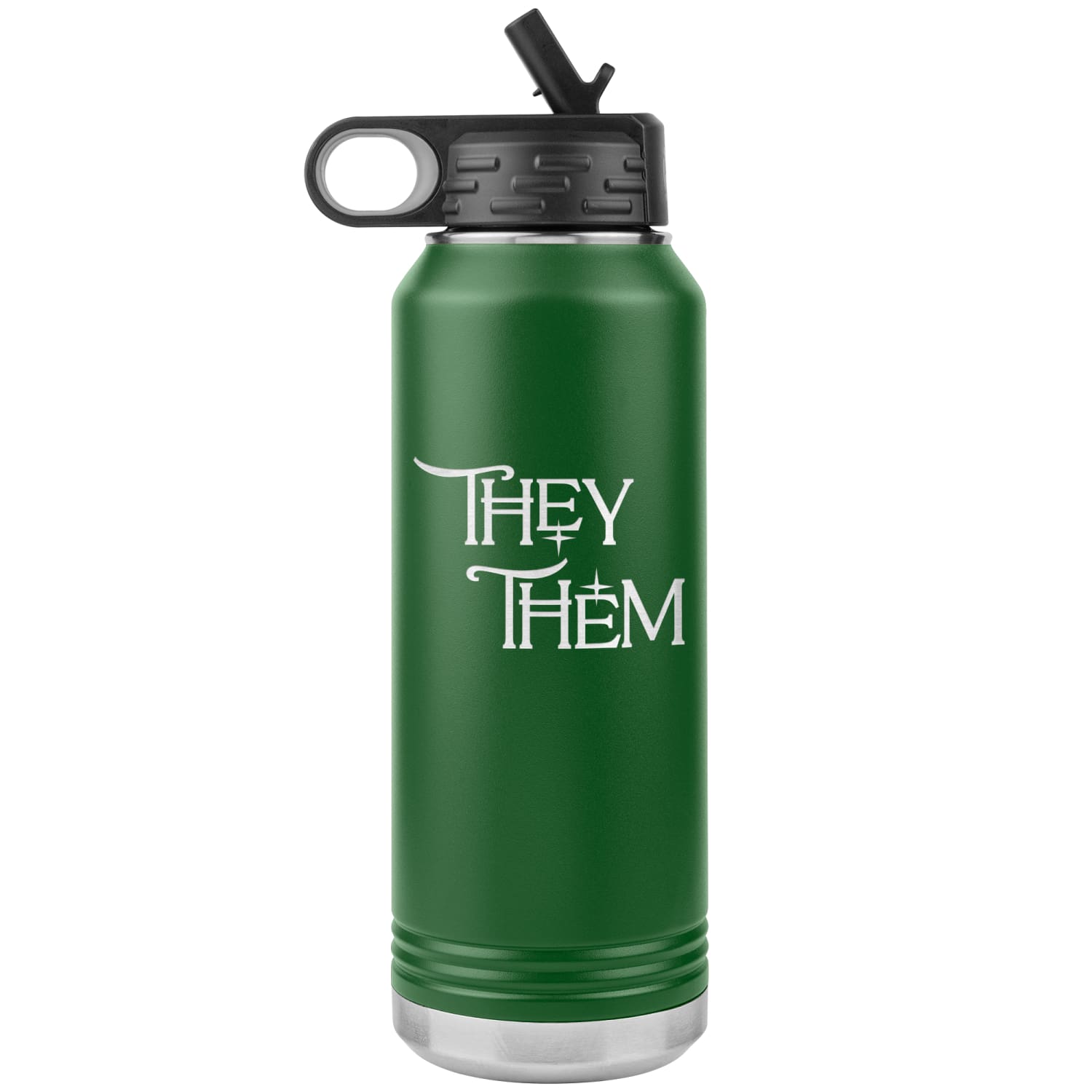 Pronoun Wishing Star They Them 32oz Vacuum Tumbler - Green - Tumblers