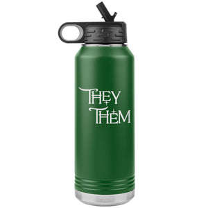 Pronoun Wishing Star They Them 32oz Vacuum Tumbler - Green - Tumblers