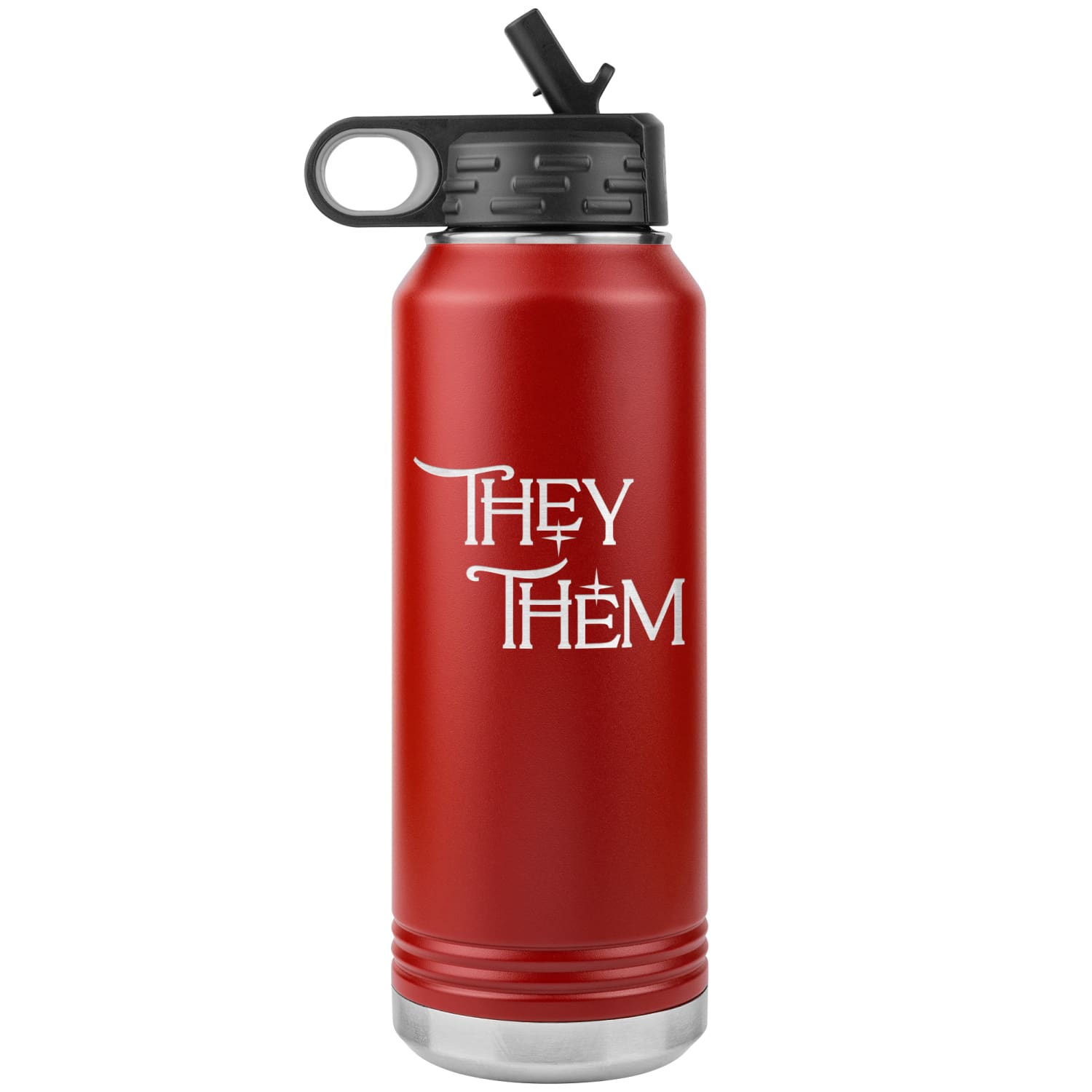 Pronoun Wishing Star They Them 32oz Vacuum Tumbler - Red - Tumblers