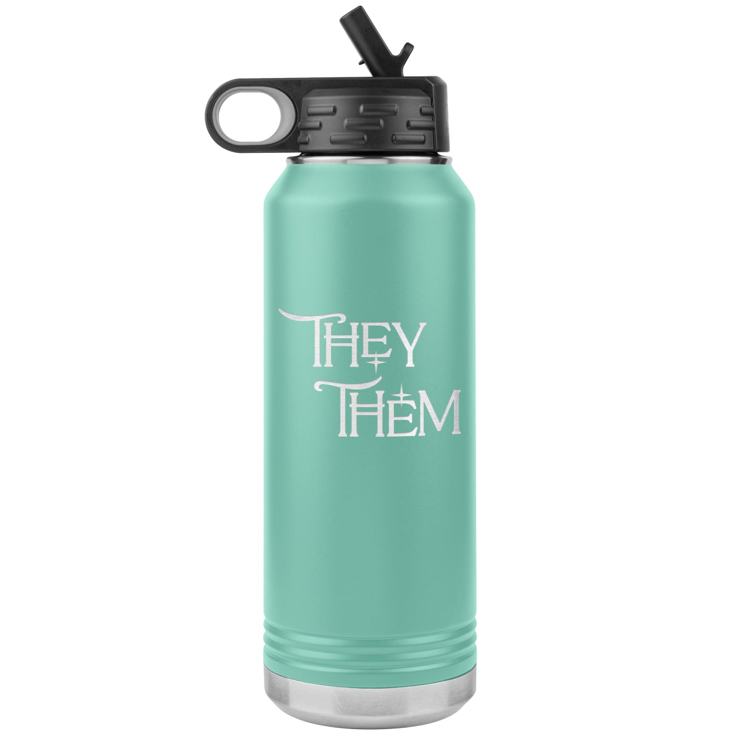 Pronoun Wishing Star They Them 32oz Vacuum Tumbler - Teal - Tumblers
