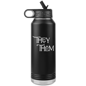 Pronoun Wishing Star They Them 32oz Vacuum Tumbler - Black - Tumblers
