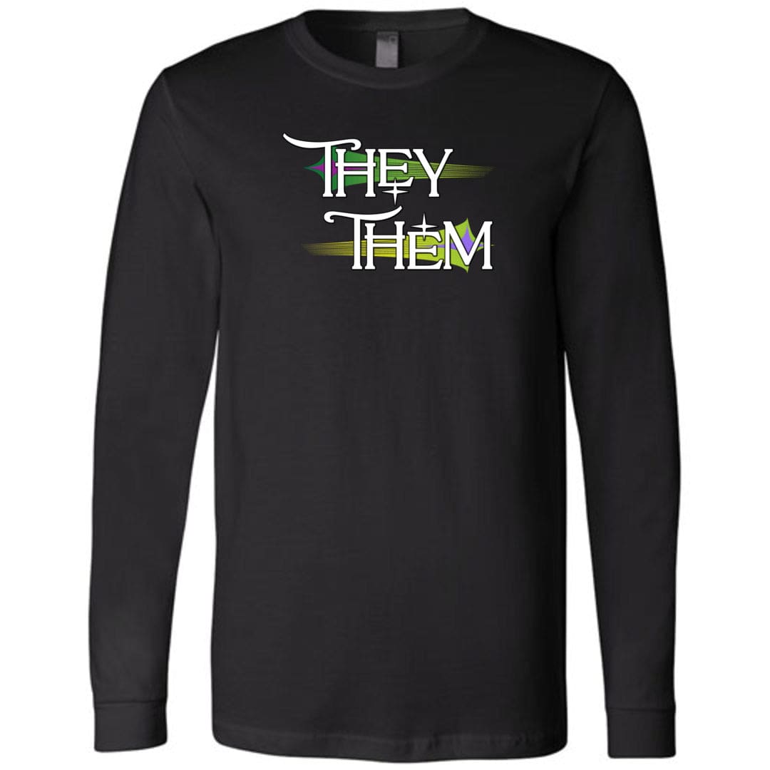 Pronoun Wishing Star They Them Unisex Premium Long Sleeve Tee - Black / XS - SoMattyGameZ