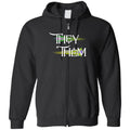 Pronoun Wishing Star They Them Unisex Zip Hoodie - Black / S - SoMattyGameZ