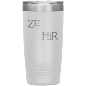 Pronoun Wishing Star Ze Hir 20oz Vacuum Tumbler - White - Tumblers