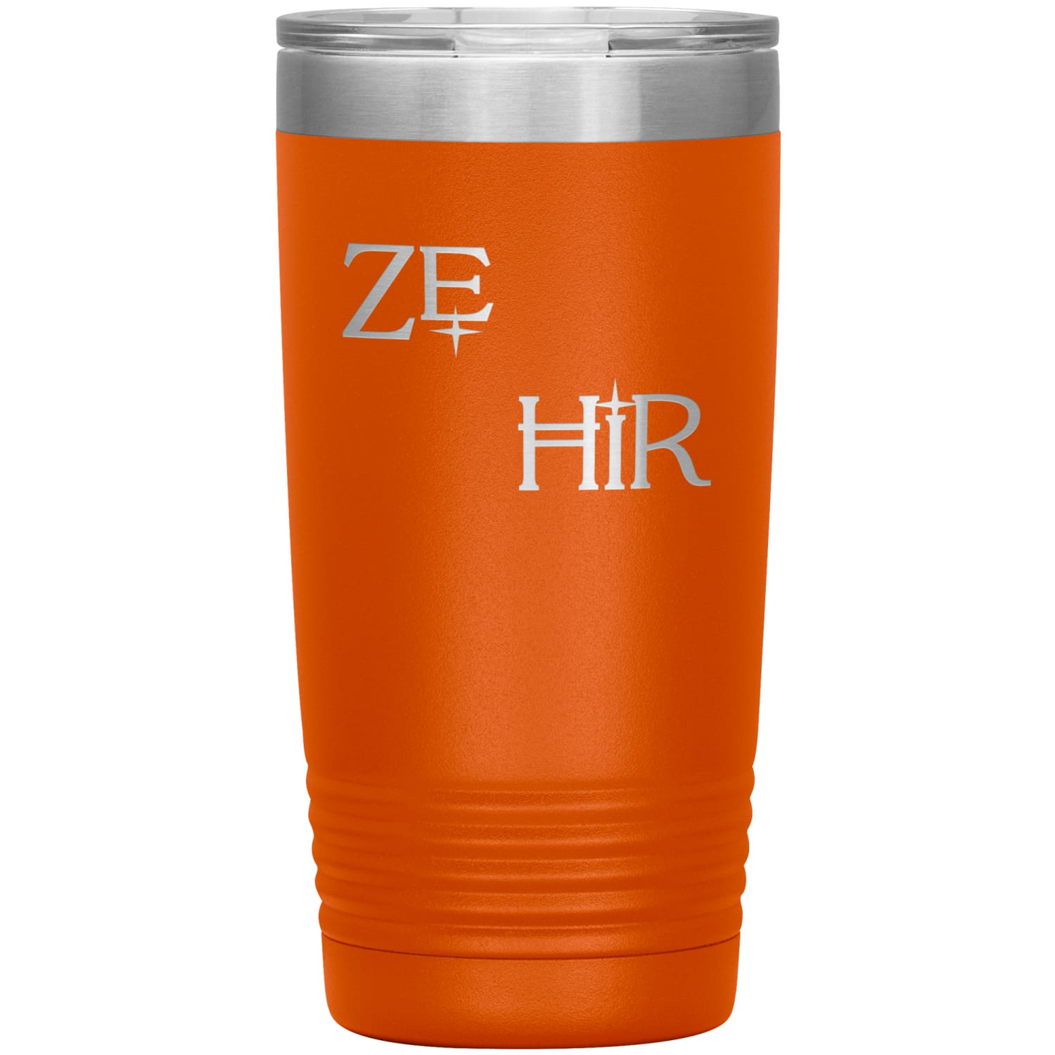 Pronoun Wishing Star Ze Hir 20oz Vacuum Tumbler - Orange - Tumblers