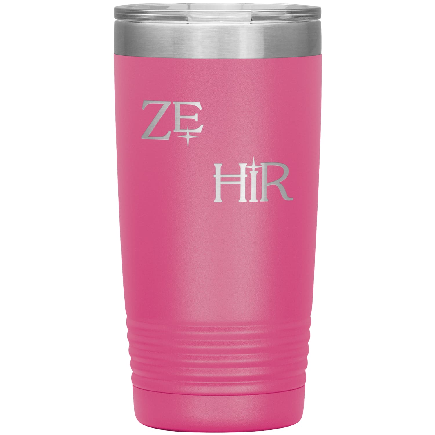 Pronoun Wishing Star Ze Hir 20oz Vacuum Tumbler - Pink - Tumblers