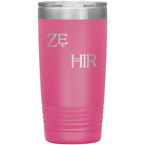 Pronoun Wishing Star Ze Hir 20oz Vacuum Tumbler - Pink - Tumblers